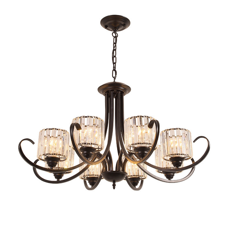 HEIKESZ Modern Luxury Iron Crystal Ceiling Light Zhongshan Lighting for Dining Room Villa Hall Bedroom Simple American Style Chandelier