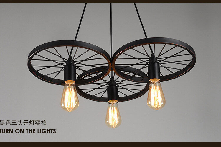 HEIKESZ American Country Creative Personality Industrial Style Chandelier Restaurant Clothing Store Bar Iron Wheel Creative Chandelier american style retro outdoor indoor retro bedroom lamp american-style Industrial wind