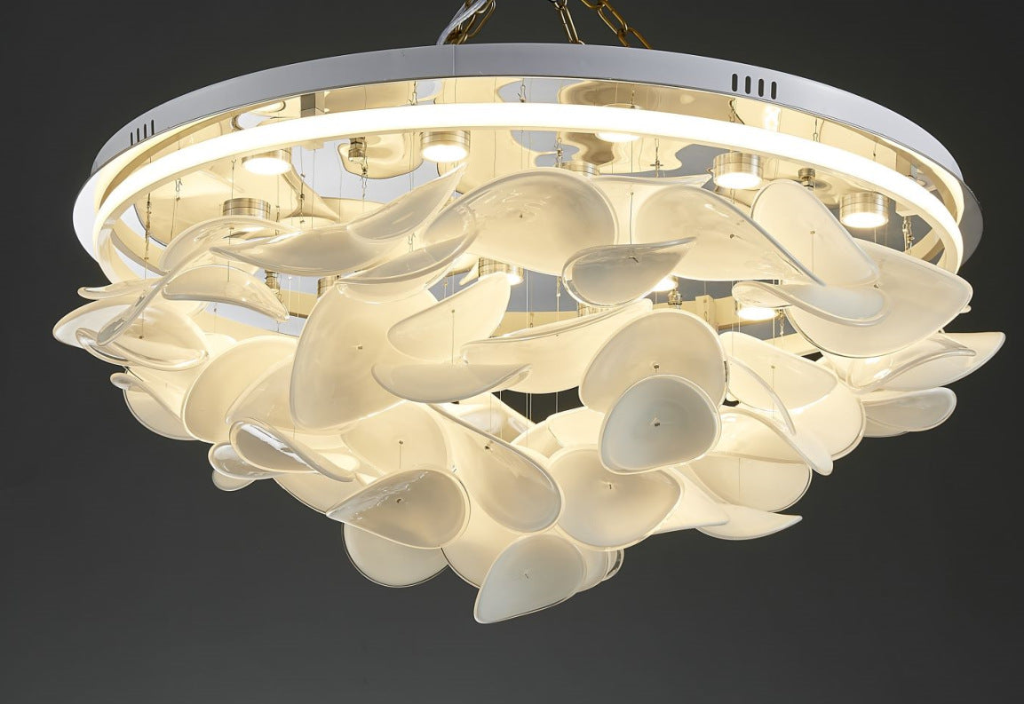 HEIKESZ Nordic Ceiling Lamp Modern Cream French Living Room Bedroom Light Creative Lotus Leaf Designer Dining Room Lamp