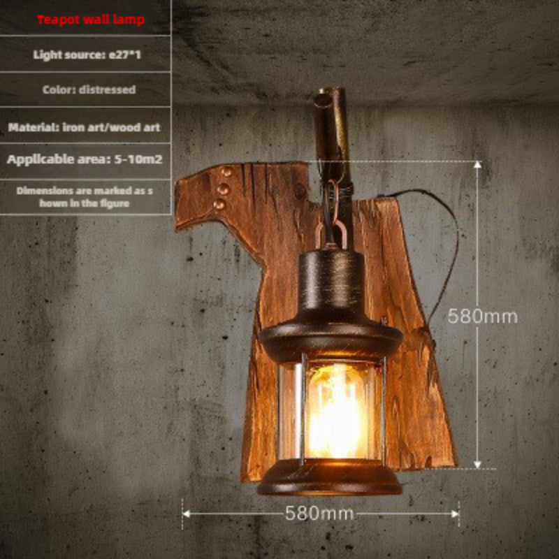 HEIKESZ American retro boat wood wall lamp restaurant shop lamp loft industrial style creative bar counter aisle nostalgic lamp