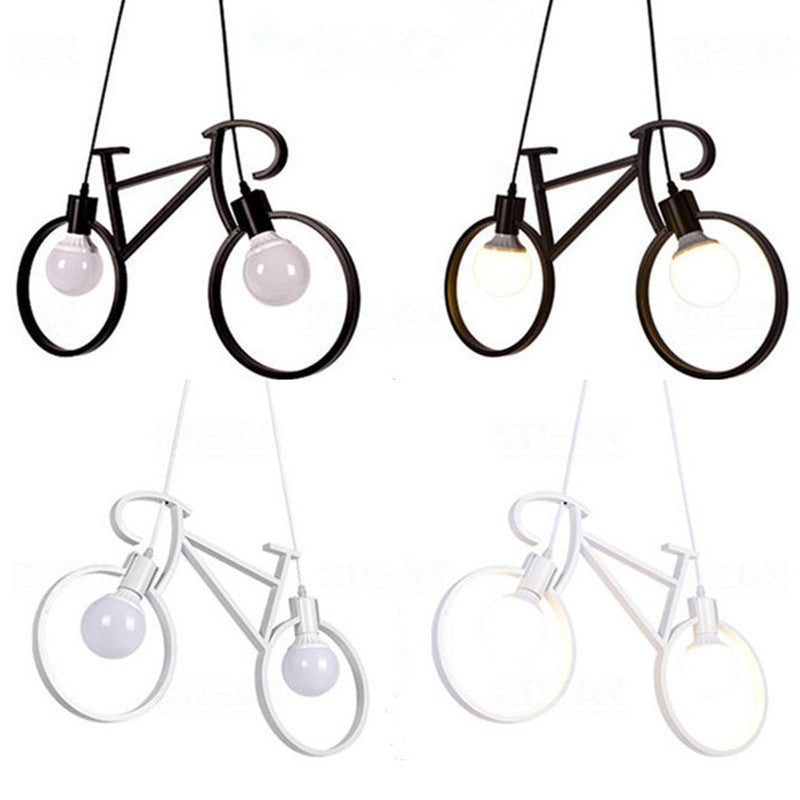 HEIKESZ Modern Minimalist Creative Bicycle Chandelier Living Room Bedroom Children's Room Balcony Study Room Decoration Bar Counter Iron Droplight LED Light for Bedroom Night Aesthetic Room Lamp