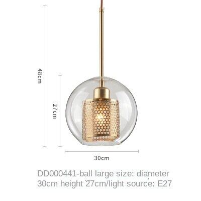 HEIKESZ Creative Transparent Lamp Shade Glass Ball Chandelier Simple Nordic Style Warm Light for Living Room Bedroom Dining Room