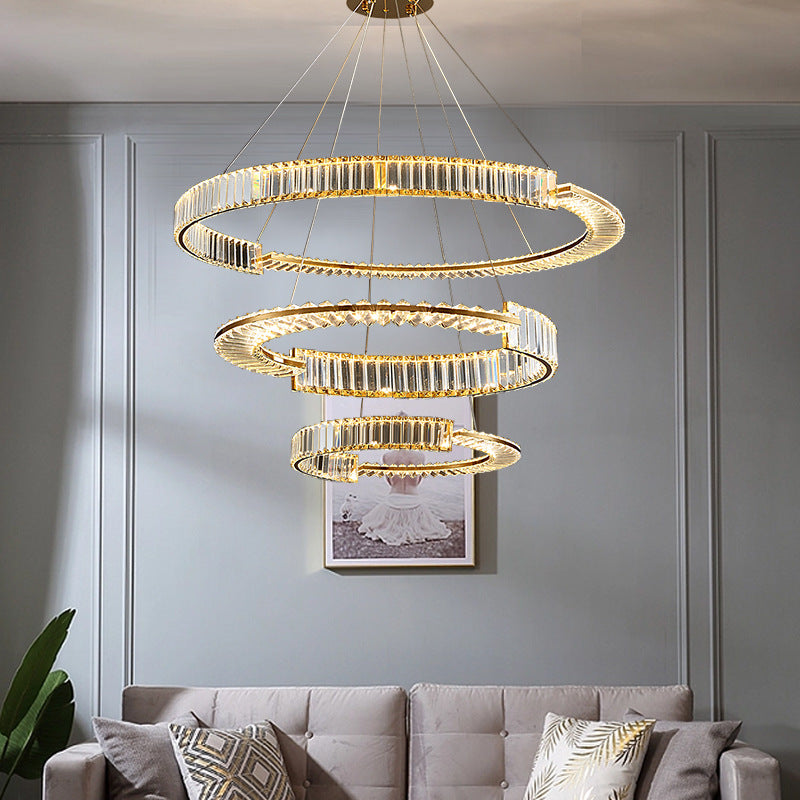HEIKESZ Luxury Crystal Chandelier Modern Minimalist Pendant Lamp for Master Bedroom Living Room High-End Villa Restaurant