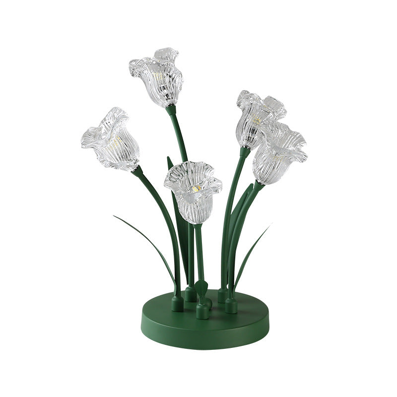 HEIKESZ Tulip flower table lamp modern simple led lily of the valley ins wind idyllic warm bedroom bedside night lamp light fixtures for celling light