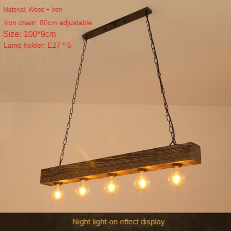 HEIKESZ Retro Solid Wood Lamp Dining Room/Living Room Restaurant Hot Pot Restaurant Private Room Creative Industrial Style Bar Counter Coffee Shop Cross-Border Chandelier LED Light for Bedroom Night Aesthetic Room Lamp
