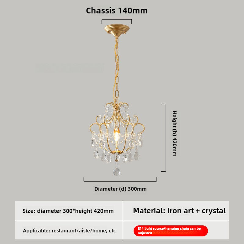 HEIKESZ Vintage American Crystal Pendant Light French Style Mid Century Modern Chandelier for Dining Room Corridor Balcony Living Room Bedroom Luxury Lighting