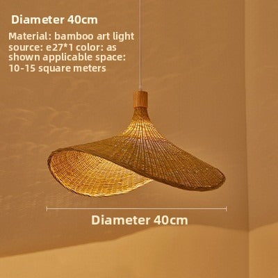 HEIKESZ Cross-border bamboo chandelier New Chinese style tea room rattan art South East Asia Japanese style lamp straw hat lamp staircase bamboo art lamp light fixtures for celling light