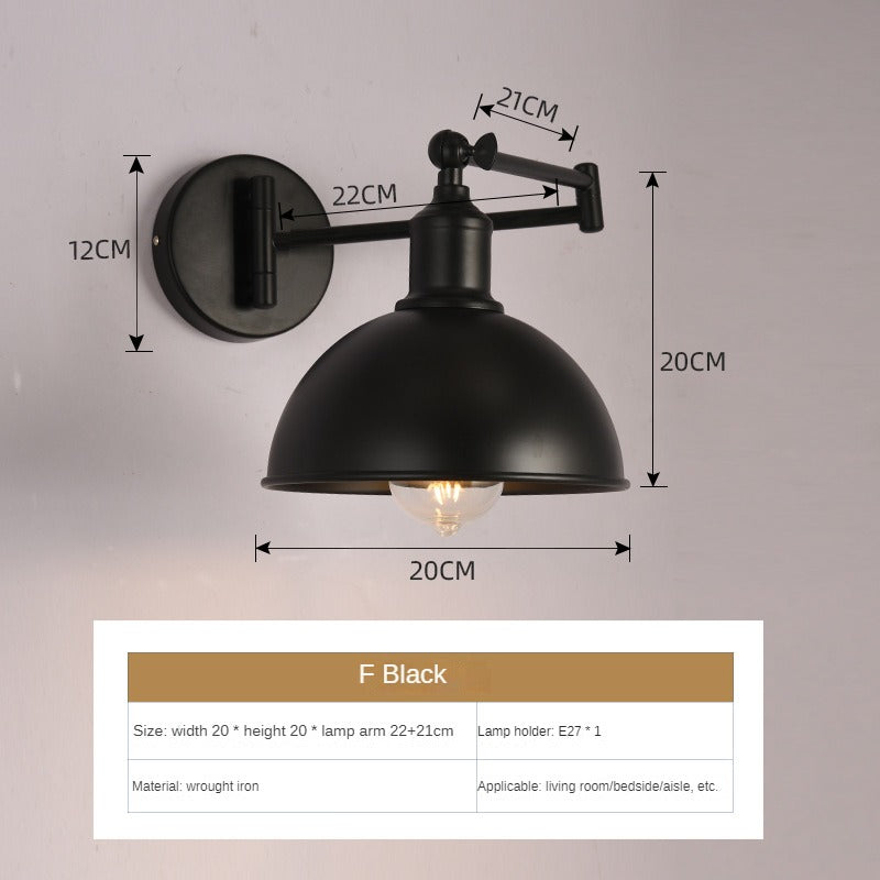 HEIKESZ In Chinese Antique Style Rocker Arm Wall Lamp Bedroom Bedside Lamp Retractable Folding Study Reading Lamp in the Living Room American Standard European Standard Wall Lamp