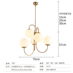 HEIKESZ Export post modern wrought iron chandelier creative living room dining room bedroom art clothing store lamp light white glass ball chandelier lamp fixtures for celling light