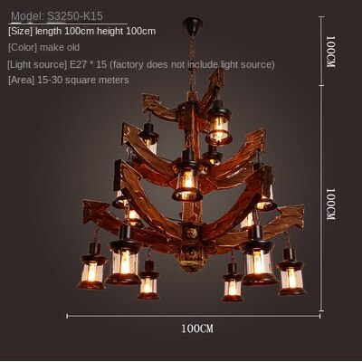 HEIKESZ 【One-year warranty, free shipping】American Retro Industrial Style Restaurant Coffee Shop Boat Wooden Decorative Chandelier Creative Bar Restaurant Box Nostalgic Lamps
