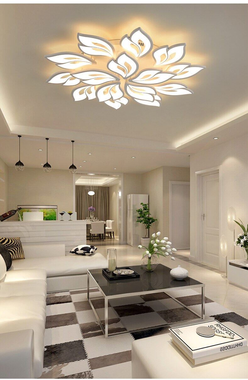HEIKESZ Modern LED Ceiling Light for Living Room Bedroom Simple Atmosphere Warm Lighting Petal Chandelier