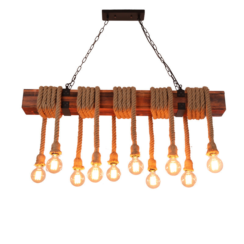 HEIKESZ American Retro Industrial Style Chandelier Creative Solid Wood Light Bar Restaurant Coffee Shop B & B Living Room Tea Room Light LED Light for Bedroom Night Aesthetic Room Lamp