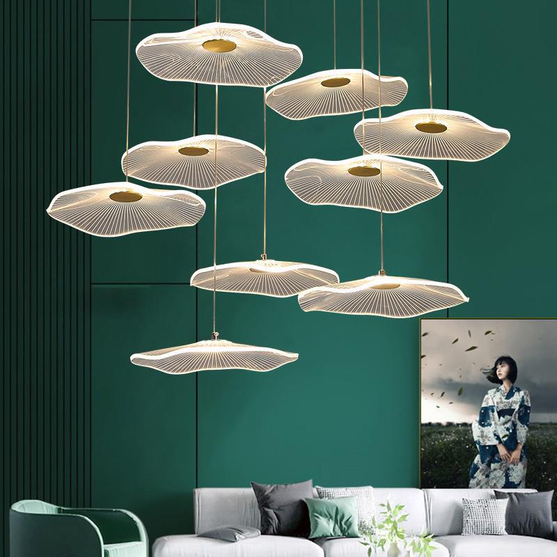 HEIKESZ Modern Minimalist Long Chandelier for Hollow Stairs Nordic LED Drop Light Atmospheric Living Room Dining Kitchen Bedroom Pendant