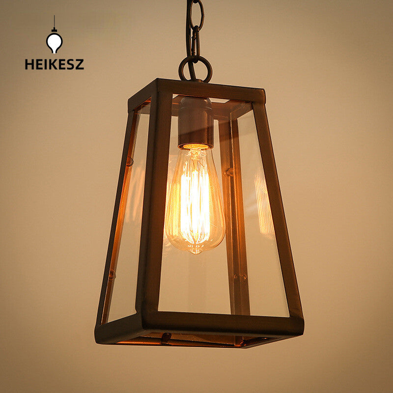 HEIKESZ Loft American Creative Personalized Iron Industrial Style Dining Room Chandelier Living Room Restaurant Glass Box Retro Lamp american style retro outdoor wall lamp indoor retro bedroom lamp american-style Industrial wind