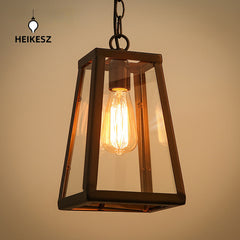 HEIKESZ Loft American Creative Personalized Iron Industrial Style Dining Room Chandelier Living Room Restaurant Glass Box Retro Lamp american style retro outdoor wall lamp indoor retro bedroom lamp american-style Industrial wind