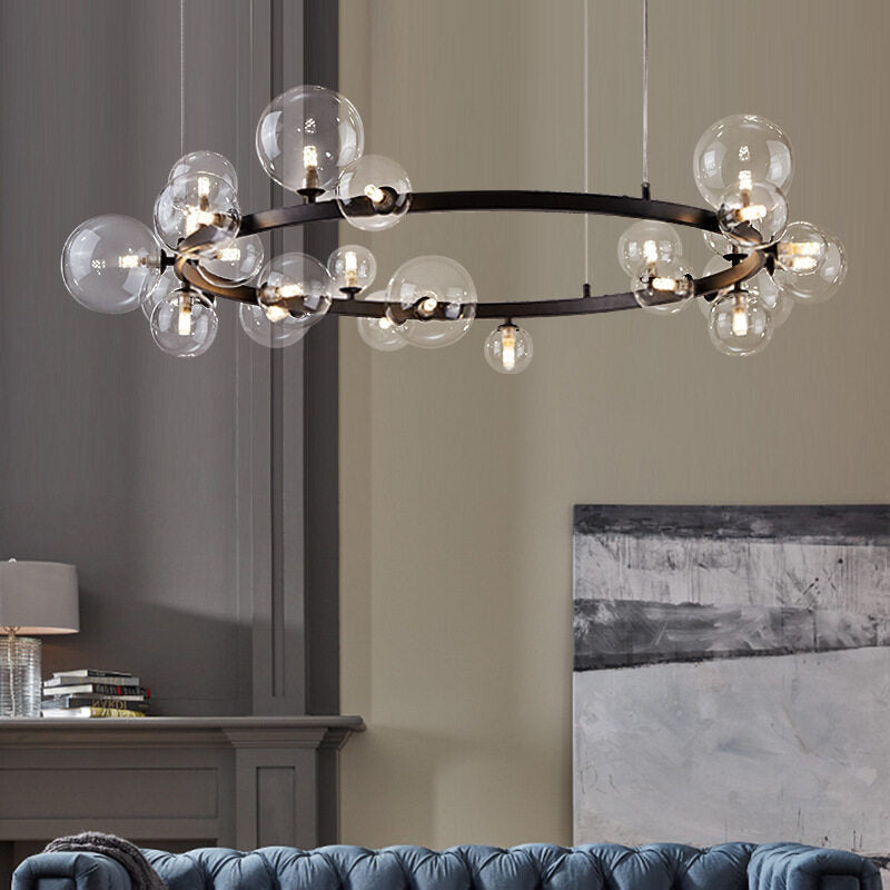 HEIKESZ New Nordic Style Magic Bean Molecule Chandelier Glass Ball Bubble Lamp for Living Room Bedroom Restaurant Simple Design