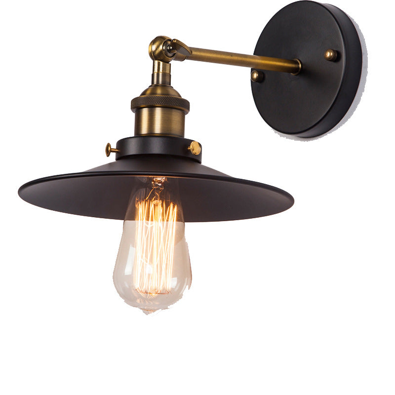 HEIKESZ American Retro Industrial Wind Wall Lamp Creative Lampshade Wall Lamp Restaurant Coffee Shop Aisle Light Adjustable Angle Wall Lamp LED Light for Bedroom Night Aesthetic Room Lamp