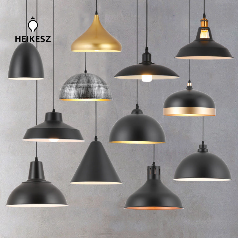 HEIKESZ Chandelier Retro Industrial Style Restaurant Lamps Single Head Zhongshan Creative Simple Office Dining Shop Commercial Lampshade