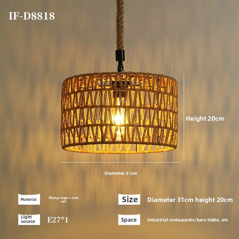 HEIKESZ Vintage Rope Ceiling Light Industrial Iron Pendant Lamp for Restaurant Bar Clothing BBQ Shop Retro Decor Commercial Lighting