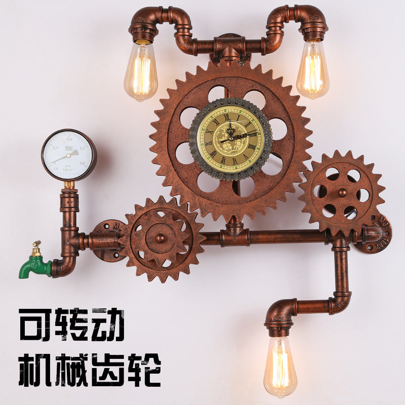 HEIKESZ Cross-Border American Retro Industrial Style Restaurant Bar Internet Coffee Personality Creative Wall Lamp Aisle Corridor Gear Decorative Light LED Light for Bedroom Night Aesthetic Room Lamp