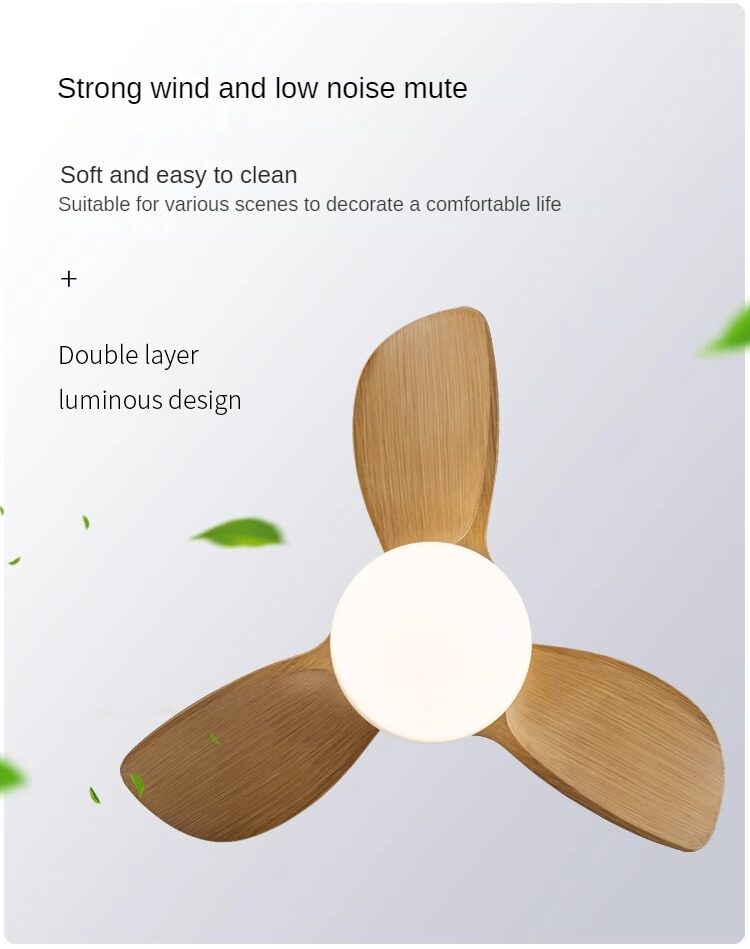 HIKESZ Small Size Ceiling Fan with Integrated LED Light Remote Control Ultra Quiet Frequency Conversion for Restaurant Bedroom