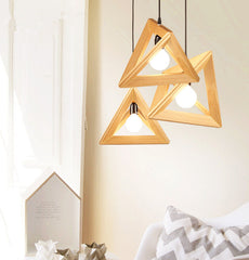 HEIKESZ Chinese Style Wooden Decoration Bedroom Living Room Cafe Dining-Room Lamp Triangle Wooden Frame Solid Wood Geometric Chandelier American Style retro outdoor indoor retro bedroom lamp american-style Industrial wind