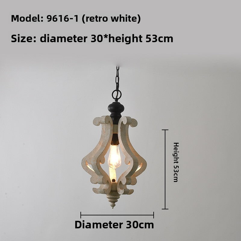 Vintage Wooden Ceiling Light American Rustic Style Cross Border Supply Pendant Lamp for Dining Room Living Room Bar Corridor Decoration