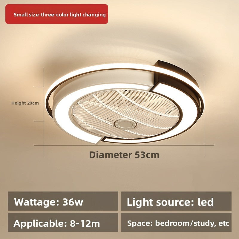 HEIKESZ Modern LED Ceiling Fan Light for Bedroom Home Use Energy Saving Quiet Ceiling Fan with Light Simple Design