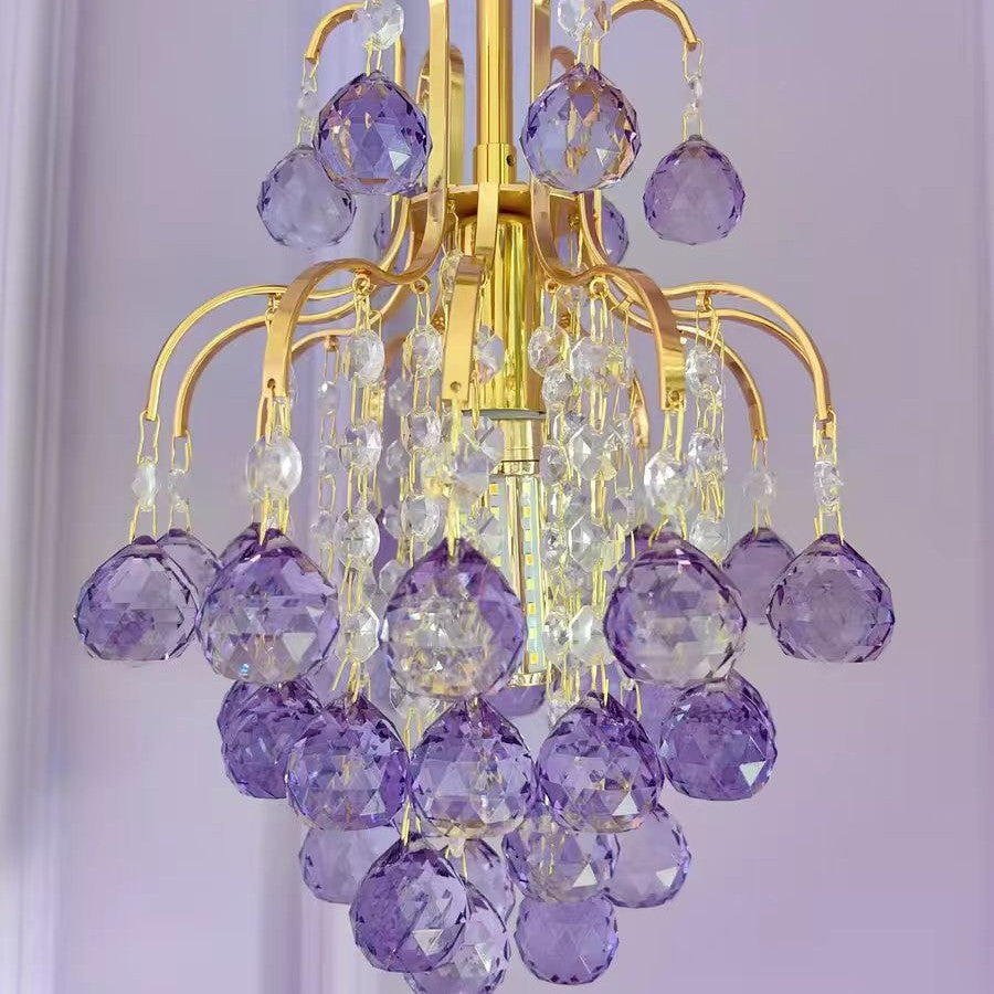HEIKESZ French light luxury crystal small chandelier fruitful modern simplicity high sense porch aisle bedroom bedside lamp light fixtures for celling light