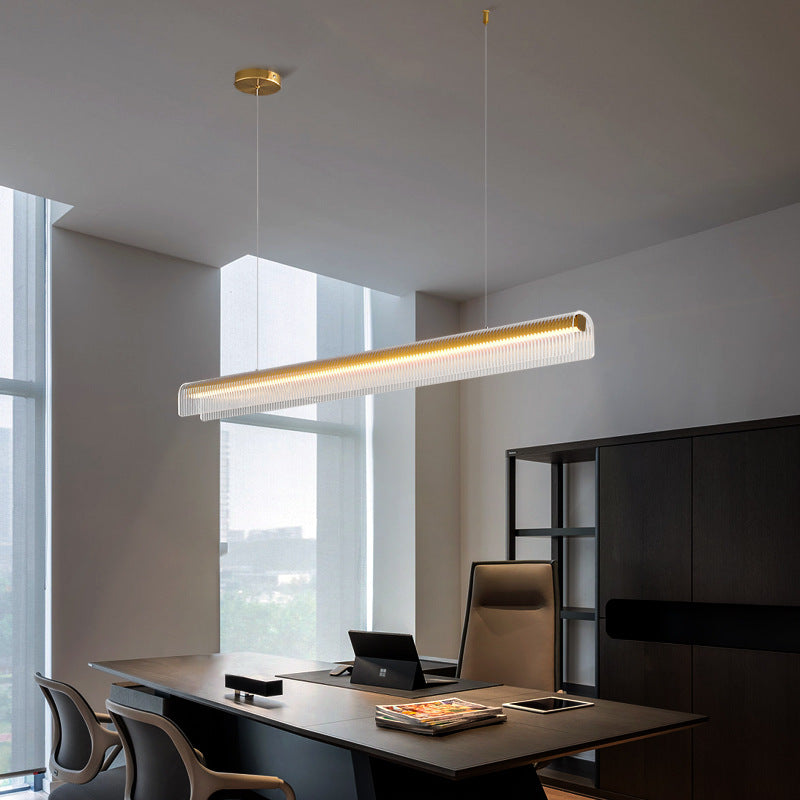 HEIKESZ Modern Nordic Long Bar Chandelier Acrylic Restaurant Office Study Lamps Simple Designer Lighting