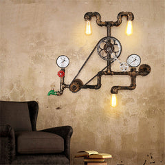 HEIKESZ Loft Retro Industrial Wind Wall Lamp Creative Wrought Iron Gear Wall Lamp Diners Cafe Bar Counter Club Decoration Lamp LED Light for Bedroom Night Aesthetic Room Lamp