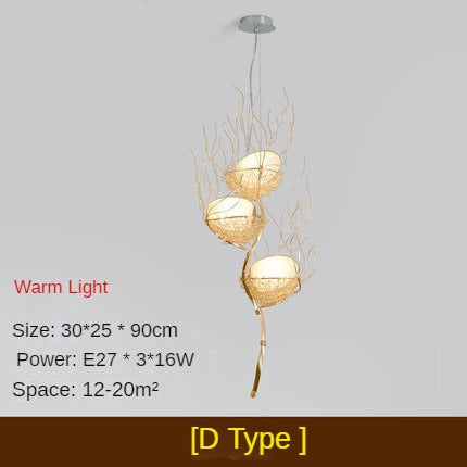 HEIKESZ Nordic Chandelier Modern Bird's Nest Design Warm Light Fixture for Living Room Bedroom Restaurant Art Lighting