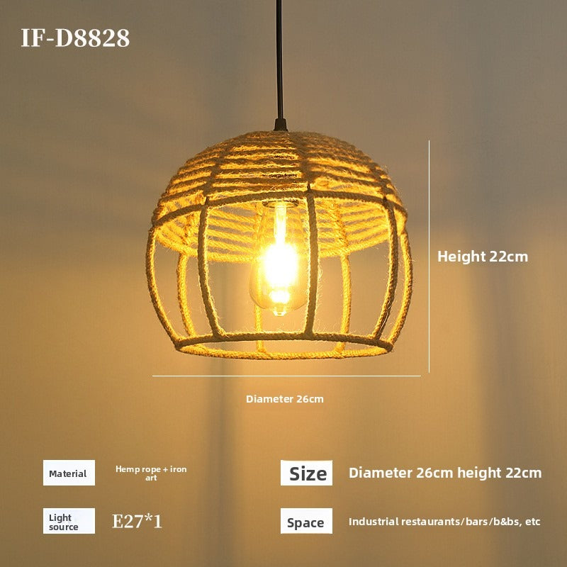 HEIKESZ Vintage Rope Ceiling Light Industrial Iron Pendant Lamp for Restaurant Bar Clothing BBQ Shop Retro Decor Commercial Lighting