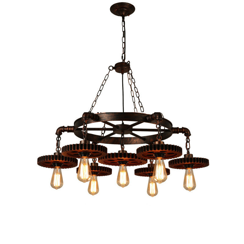 HEIKESZ LOFT Industrial Style Restaurant Coffee Shop Bar Chandelier Retro Creative Gear Clothing Store Bar Cafe Decorative Light LED Light for Bedroom Night Aesthetic Room Lamp