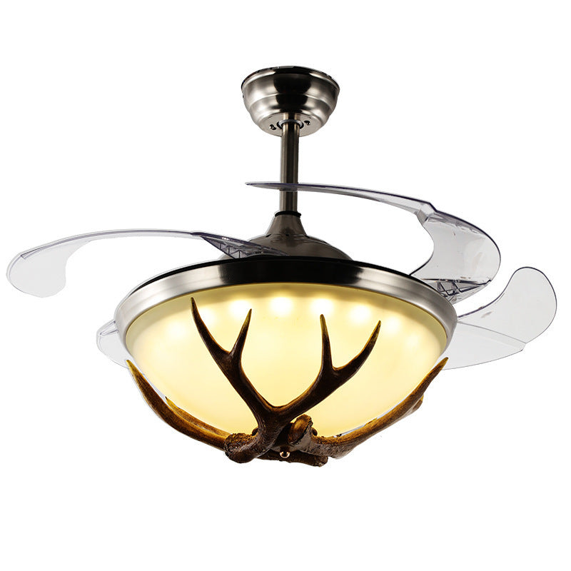HEIKESZ American retro antlers industrial style bar clothing store decorative fan lights LED lamps frequency conversion creative ceiling fan lights lamp light fixtures for celling lights