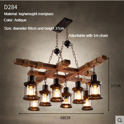 HEIKESZ American Retro Industrial Style Restaurant Coffee Shop Boat Wooden Chandelier Creative Bar Restaurant Box Nostalgic Wood Lamps LED Light for Bedroom Night Aestitic Room Lamp