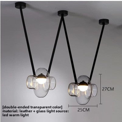 HEIKESZ Nordic new restaurant bar chandelier designer personalized creative study model room island platform belt glass chandelier lamp light fixtures for celling light