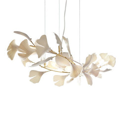HEIKESZ 2025 New Ceramic Ginkgo Leaf Chandelier Modern Living Room Copper Lighting Art Designer Lamp for Restaurant Bar Staircase