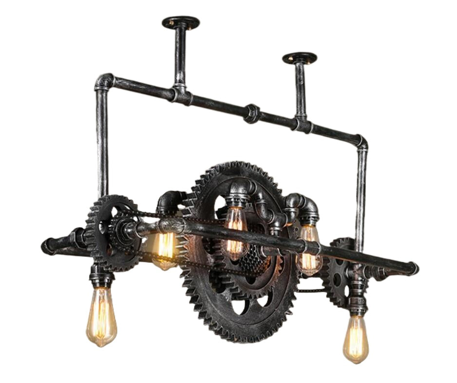 HEIKESZ Industrial Vintage Iron Pipe Ceiling Light for Cafe Restaurant Bar KTV Creative Retro Gear Pendant Lamp