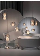 HEIKESZ Post-Modern Marble Glass Chandelier Creative Pendant Lamp for Bedroom Living Room Restaurant Club Ceiling Lights Decor