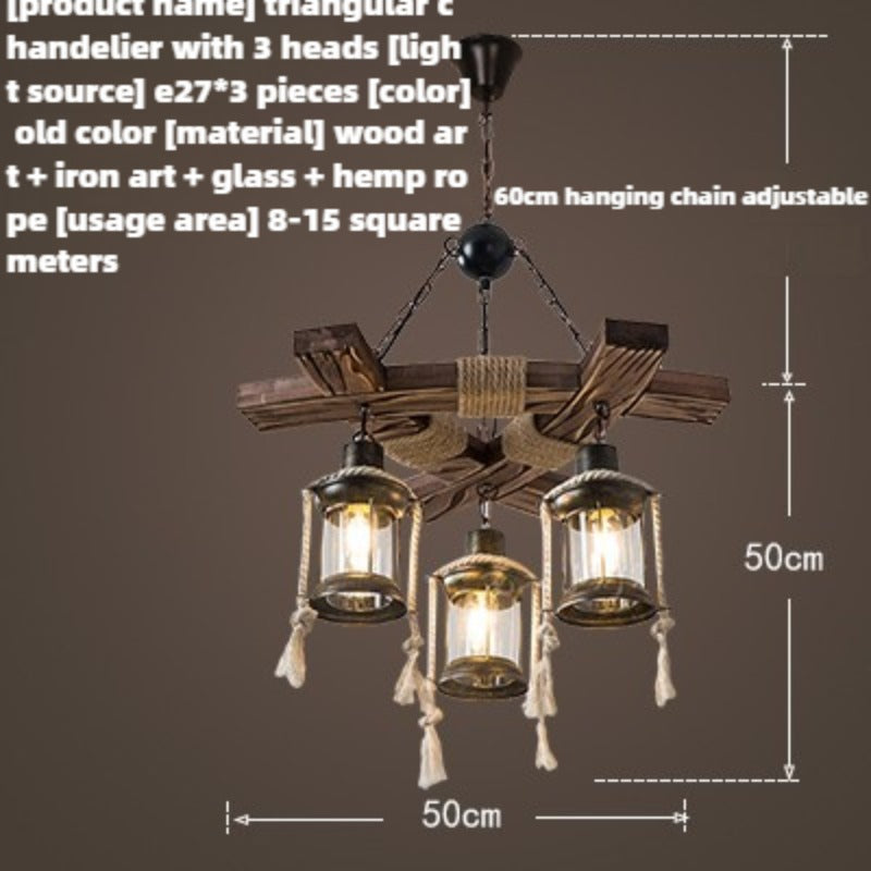 HEIKESZ American rural retro ship wood chandelier hot pot restaurant hotel bar counter bed and breakfast restaurant lamp industrial wind decorative lamp
