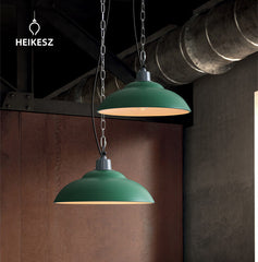 HEIKESZ American Country Bar Restaurant and Cafe Bar Creative Single-Head Loft Vintage Industrial Style Green Chandelier american style retro outdoor indoor retro bedroom lamp american-style Industrial wind