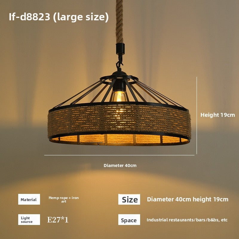 HEIKESZ Vintage Rope Ceiling Light Industrial Iron Pendant Lamp for Restaurant Bar Clothing BBQ Shop Retro Decor Commercial Lighting