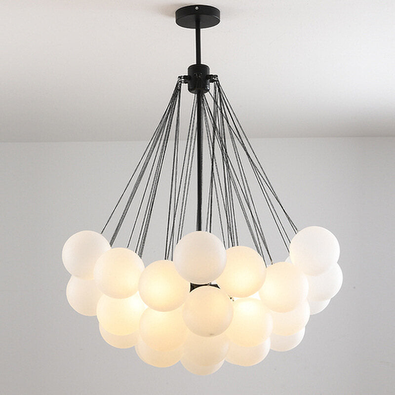 Nordic Light Luxury Glass Ball Chandelier Lamp in the Living Room Bedroom Light Model Room Lamp Clothing Store Modern Minimalist Dining Chandelier