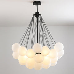 Nordic Light Luxury Glass Ball Chandelier Lamp in the Living Room Bedroom Light Model Room Lamp Clothing Store Modern Minimalist Dining Chandelier
