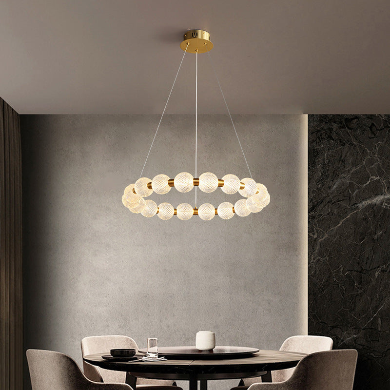 HEIKESZ New Nordic Ring LED Chandelier Modern Minimalist Hanging Light for Living Room Bedroom Study