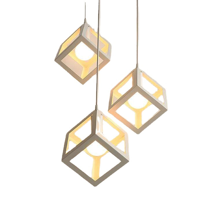 HEIKESZ American Creative Iron Restaurant Retro Industrial Style Loft Chandelier Simple Single-Head Bedroom Square Chandelier american style retro outdoor indoor retro bedroom lamp american-style Industrial wind