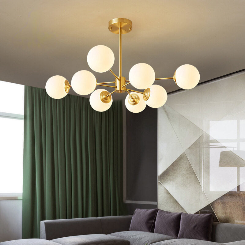 HEIKESZ All Copper Magic Beans Chandelier Modern Minimalist LED Ceiling Light for Living Room Bedroom Restaurant Nordic Hanging Lamp