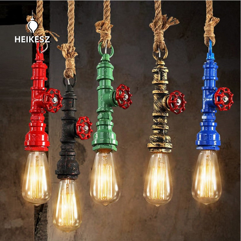 HEIKESZ American retro water pipe ceiling light restaurant coffee shop creative clothing store LOFT industrial style multi head combination light