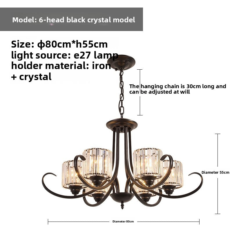 HEIKESZ Modern Luxury Iron Crystal Ceiling Light Zhongshan Lighting for Dining Room Villa Hall Bedroom Simple American Style Chandelier